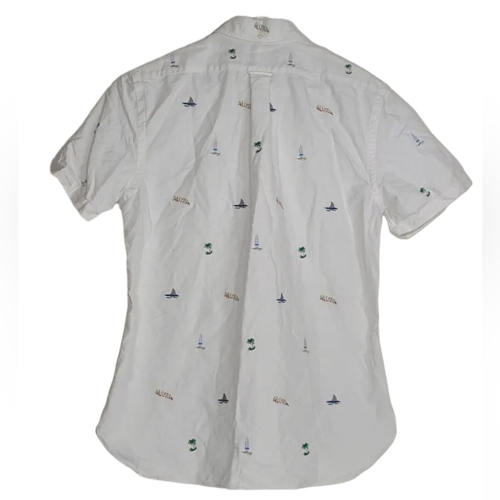 Ralph Lauren Embroidered Hawaiian Shirt Aloha Palm Trees L Slim Fit Mens - Picture 2 of 8